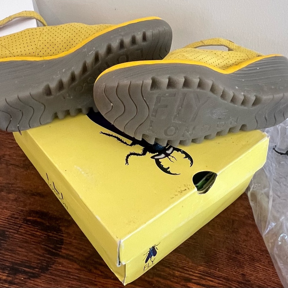 Fly London Yala Perf Wedge in Lemon Yellow - Picture 2 of 8